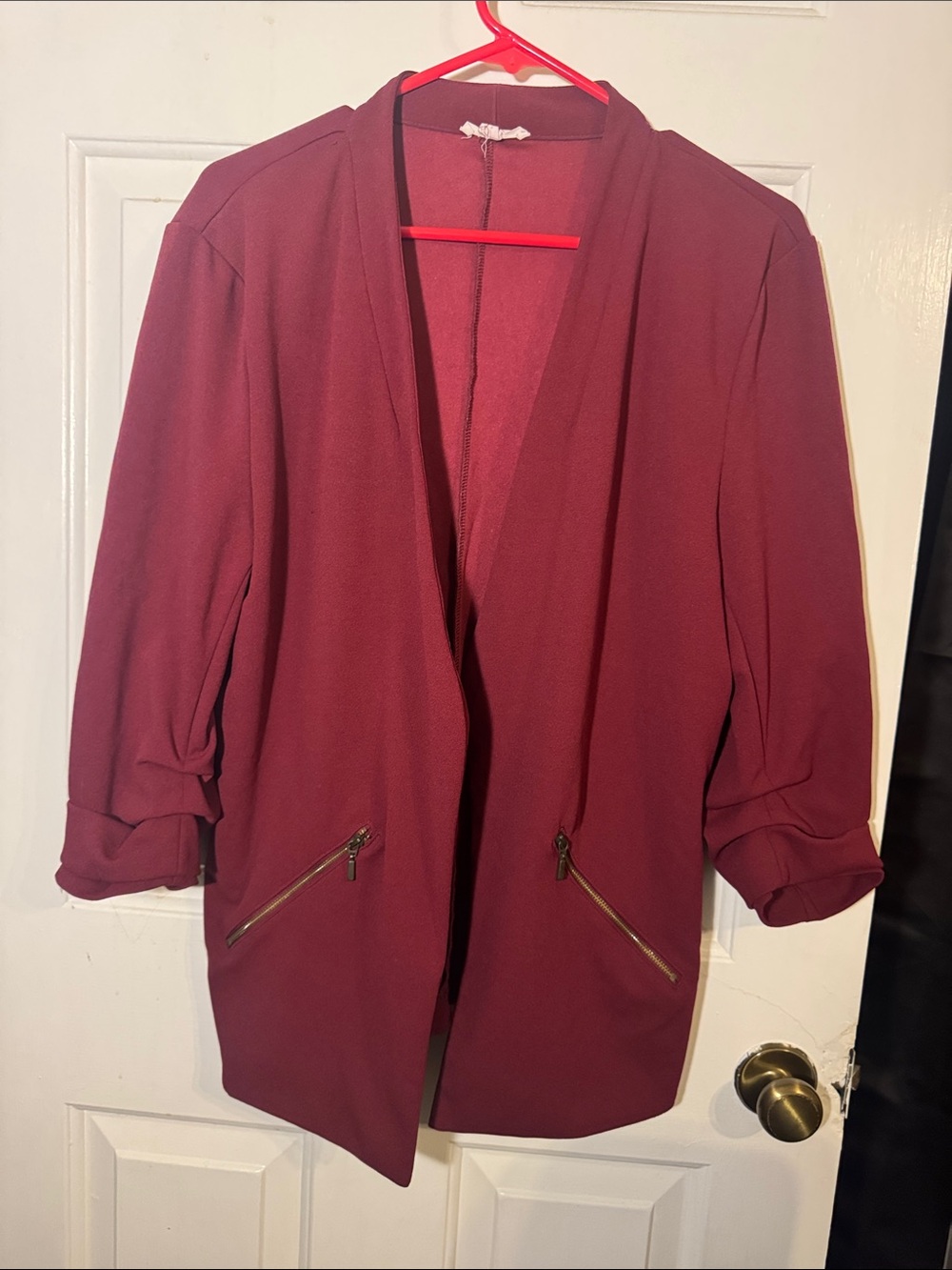 Maurices Women's Open-Front Blazer Jacket in Burgundy (XXL)